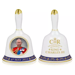 King Charles III Coronation Ceramic Hand Bell Commemorative Memorabilia Gift - Picture 1 of 1