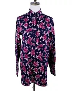 Lands End No Iron Long Sleeve Popover Tunic Womens Size 6T Black Red Floral - Picture 1 of 6