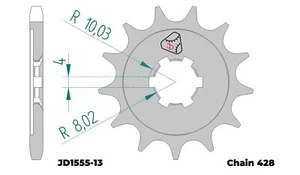 JDCHAINWHEELS Piñón delantero apto para KAWASAKI KX 100,1998-2013,13T,428 - Imagen 1 de 4