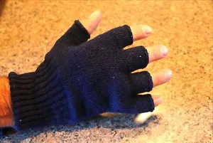 Wool Fingerless Gloves Men Women Black Navy Blue Green Gray Size -Sm Med LG USA - Picture 1 of 6