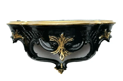 Wandkonsole Schwarz Gold Wandablage 30x16 Hängekonsole Wandregal  Still Barock - Bild 1 von 4
