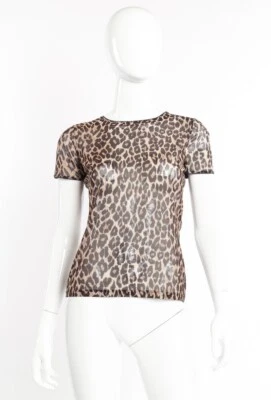 DOLCE & GABBANA LEOPARD MESH TOP Nylon micromesh stretch t-shirt - Image 1 of 4
