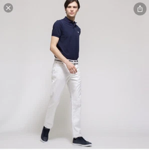 Nwt Lacoste Mens Textured Slim Fit 5 Pocket Pant, White Size 32/34. 2pairs - Picture 1 of 7