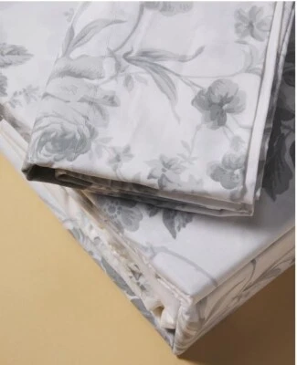 Juego de sábanas Vantona Home 4 piezas Queen floral gris/blanco 100 % algodón 200 TC percal NUEVO Foto 1 de 4