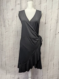 Lands End Black Wrap Top Sleeveless Dress Casual Coastal Vacation Size XL - Picture 1 of 9