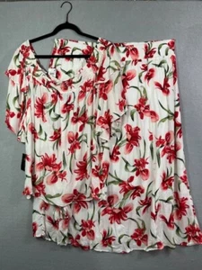 JM Collection Damen Top und Rock XXL 2-teilig Blumen Bauerntop Vollrock gefüttert - Bild 1 von 20