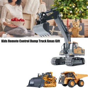 RC Kids Christmas Gift Excavator Bulldozer Remote Control Dump Truck Light Sound - Picture 1 of 27
