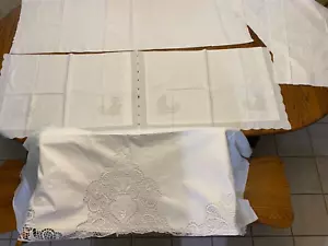 Set of 6 Battenburg Lace Pillow Cases Pillow Shams Body Pillow Queen Flat Sheet - Picture 1 of 24