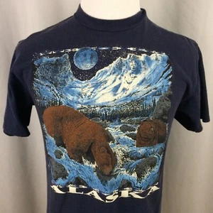 Camiseta de Colección Oso Marrón de Alaska Grandes Montañas Luna Río Pesca al Aire Libre - Imagen 1 de 9