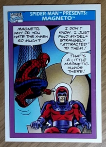 1990 Marvel Universe Card 156 SPIDER-MAN PRESENTS MAGNETO. Free New Top Loader. - Picture 1 of 3