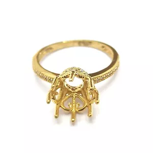 14K Yellow Gold Plated Semi-mount Engagement Diamond Ring Set Round 10 mm - Picture 1 of 14