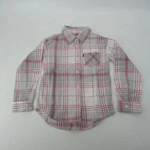 Levi's Girls Button Up Pink Gray Flannel Shirt Large 10/12 NWT $40 - Picture 1 of 5