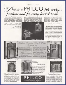 Radio tubo vintage 1933 PHILCO modello 16RX 19X 14X 19B 19H 54C stampa anni '30 annuncio - Foto 1 di 1