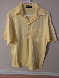 Vintage 70's Johnny Miller Polo Mens Size Large Short Sleeve Shirt Yellow - Picture 1 of 7