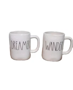 Rae Dunn WANDER & DREAMER Coffee Mugs Set Of 2 ~ Artisan Collection by Magenta - Picture 1 of 5
