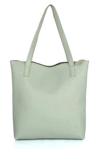 New Women's Pu Material Tote Bag For Girls Stylish Handbag Zip Closure Pista - Picture 1 of 3