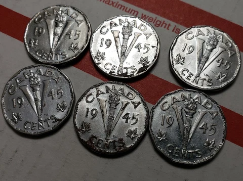 (2) TWO X 1945 CANADA 5 CENTS NICKEL WWII WAR KING GEORGE VI VICTORY WW2 Cover