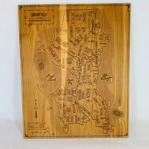 Mapa artístico hecho a mano de Seattle Neighborwoods por Aymie Spitzer - Grabado láser en madera - Imagen 1 de 9
