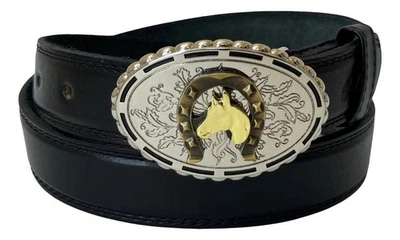 NIÑOS Cabeza de Caballo Mexicano Caballo Charro Cinturón Vaquero Hebilla Hecho en México Foto 1 de 3