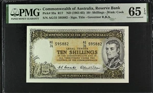Australia 1961 Coombs Wilson 10 Shillings Banknote PMG 65 EPQ GEM UNC #7005_61 - Picture 1 of 2