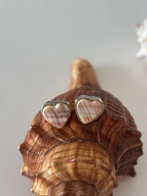 Orecchini In Argento 925 , Orecchini Con Conchiglia , Orecchini Cuore Con Cameo - Immagine 1 di 4