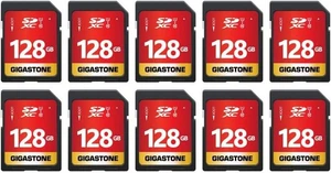 Carte SD Gigastone 128 Go (paquet de 10), UHS-I U1, Full HD pour appareil photo Canon Nikon Sony - Photo 1 sur 5