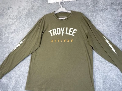 Troy Lee Designs Shirt Mens XL Olive Green Long Sleeve Graphic Lightning Bolt - Image 1 of 4