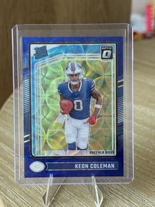 Mira telescópica Donruss Optic Keon Coleman 2024 azul clasificación novato #263 Bills - Imagen 1 de 2