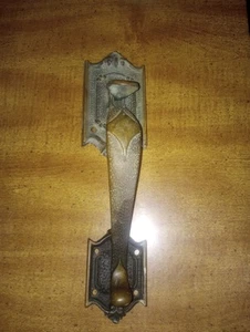 Maniglia porta anteriore ottone bronzo decorato vintage chiusura pollice tirare circa 10,75" - Foto 1 di 4