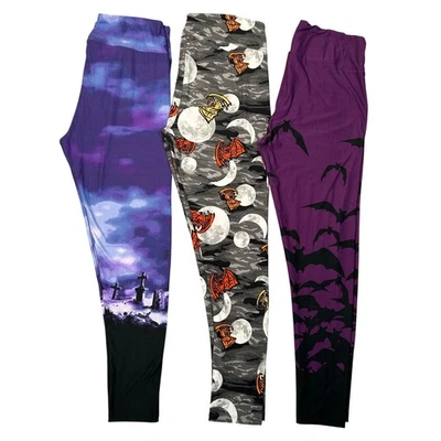 LuLaRoe Leggings Altos y Curvilíneos Halloween Cementerio Murciélagos Lunas Espeluznante Comodidad Foto 1 de 4
