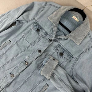 Faherty Stretch Frottee Jacke Damen XL blau Hickory Streifen Cord Trucker - Bild 1 von 17