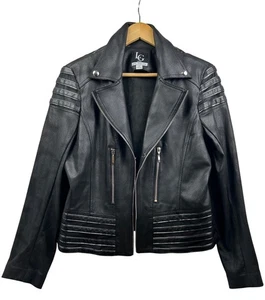 Lena Gabrielle Moto Jacke Damen 14P schwarz Kunstleder schimmernder Besatz Grunge Glam - Bild 1 von 11