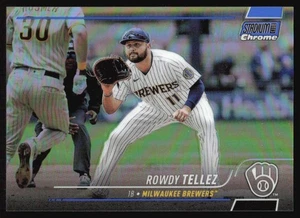 2022 Topps Stadium Club Chrome Rowdy Tellez #355 Blue Refractor #'d /199 Brewers - Picture 1 of 2