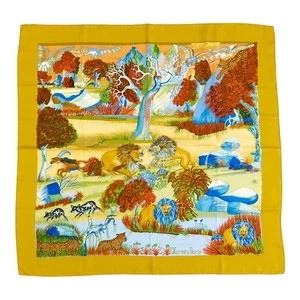 Hermes Silk Scarf Carre 90 "Nuba Mountain" Yellow Silk Scarf - Picture 1 of 8
