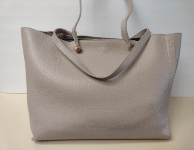 Bolso de Mano Furla EDEN Medio Claro Taupe Cuero Guijarro con Divisor de Bolsa Foto 1 de 4