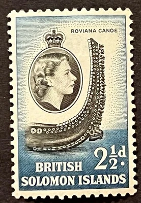 Travelstamps: SOLOMON ISLANDS #93 Queen Elizabeth II “Roviana Canoe”2 1/2d MOGH - Image 1 of 4