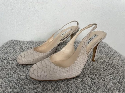 L. K. Bennett Light Grey Snake Print Slingback Heels Stiletto UK 7 EU 40 NEW - Image 1 of 4