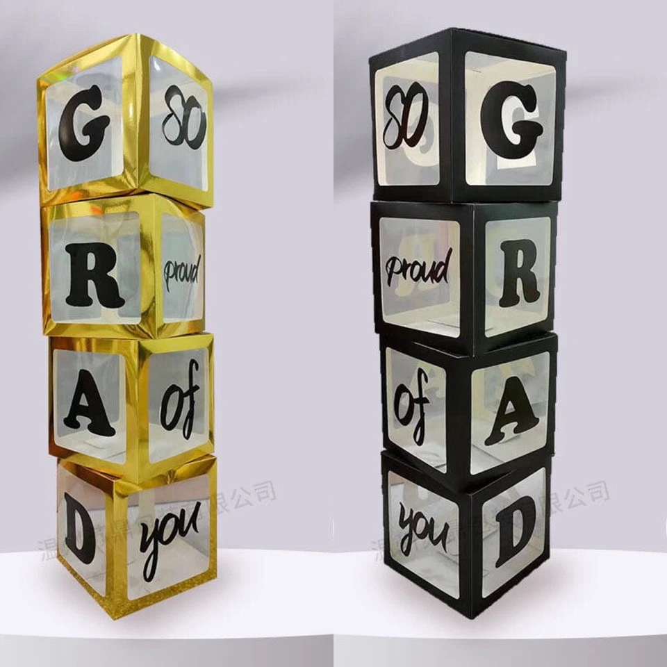 Graduation Boxes Gold Black Balloon Boxes Photo Props Graduation Decorations