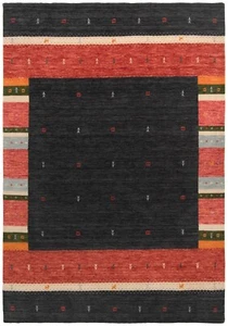 Handloom Tejido a Mano Oriental 237x169 cm-Fine, Moderno, Carpet, Manta, Negro - Picture 1 of 12
