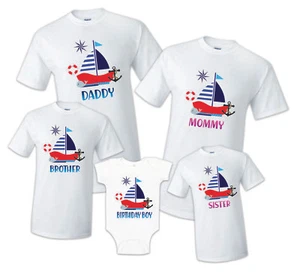 Nautical T shirt Captain Sailing tee Family Birthday Matching Party Celebration - Picture 1 of 12