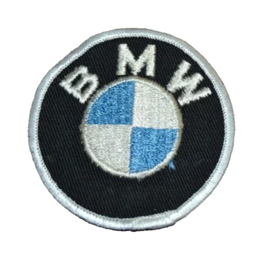 Patch BMW Embroidered ROUND Car Auto Iron/SewOn NOS 2 7/8" Vtg Weave Back Unused - Image 1 of 4
