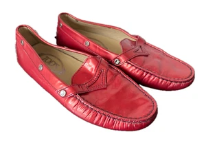 Tod's Tods Mocasines Mujer Preloved Talla 37 Rojo Cuero Mocasines Slipper Clásico - Imagen 1 de 9