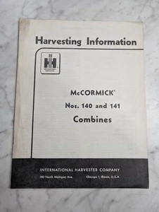 INTERNATIONAL HARVESTER SETTING UP INSTRUCTION MANUAL MCCORMICK 140 141 COMBINE - Picture 1 of 1