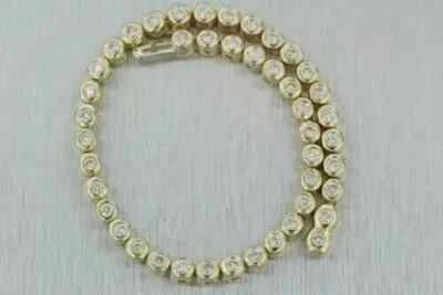 Lab-Created 12 CT Round Cut Diamond Women's Tennis Bracelet 14K Yellow Gold FN - Image 1 of 4