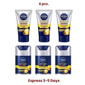NIVEA Foam and Serum Men Anti-Age 4D Effect SPF30 PA+++ Q10 Complex Wrinkle 6Pcs - Picture 1 of 9