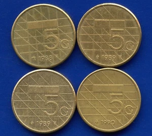 1988 1989 1989 & 1990 Netherlands 5 Gulden Coins - Picture 1 of 2