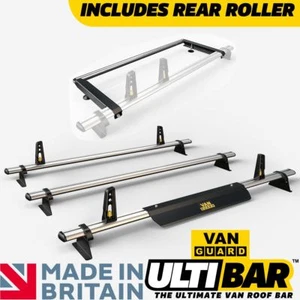 Renault Trafic Roof Rack 2014 On Low Roof 3x Roof Bars + Roller + Wind Deflector - Picture 1 of 5