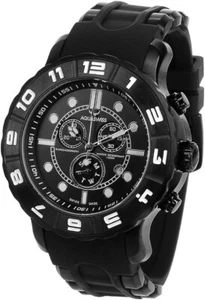 Aquaswiss Men's Black Case Rugged Chronograph Black Dial Rubber Strap 96XG068 - Picture 1 of 1