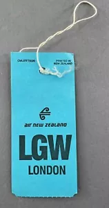 AIR NEW ZEALAND LGW LONDON VINTAGE AIRLINE BAG TAG LUGGAGE BAGGAGE LABEL NZ - Picture 1 of 2