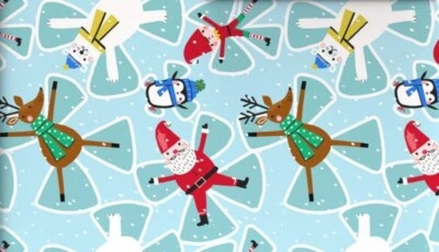 Hallmark Wrapping Paper Santa Snow Angels Snowflakes Reversible 30 sq ft Roll Ho - Image 1 of 4